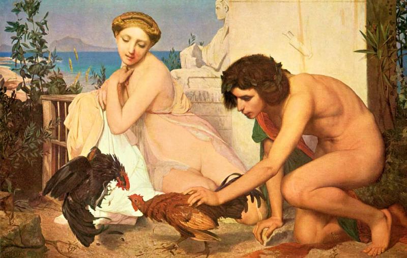 Jean Leon Gerome Jeunes Grecs Faisant battre des coqs oil painting image